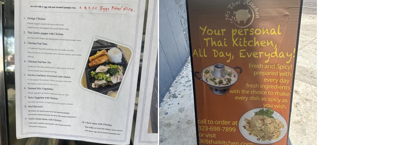 365 Thai Kitchen Menu