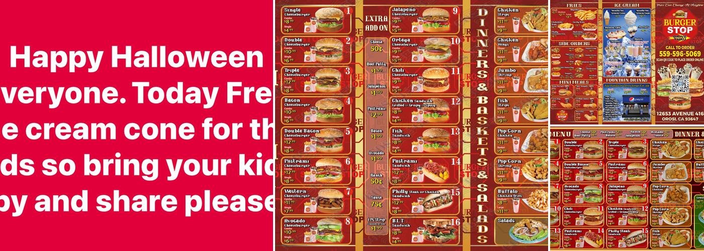 Burger Stop Menu