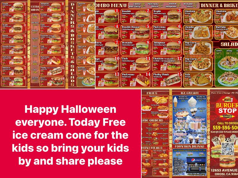 Burger Stop Menu