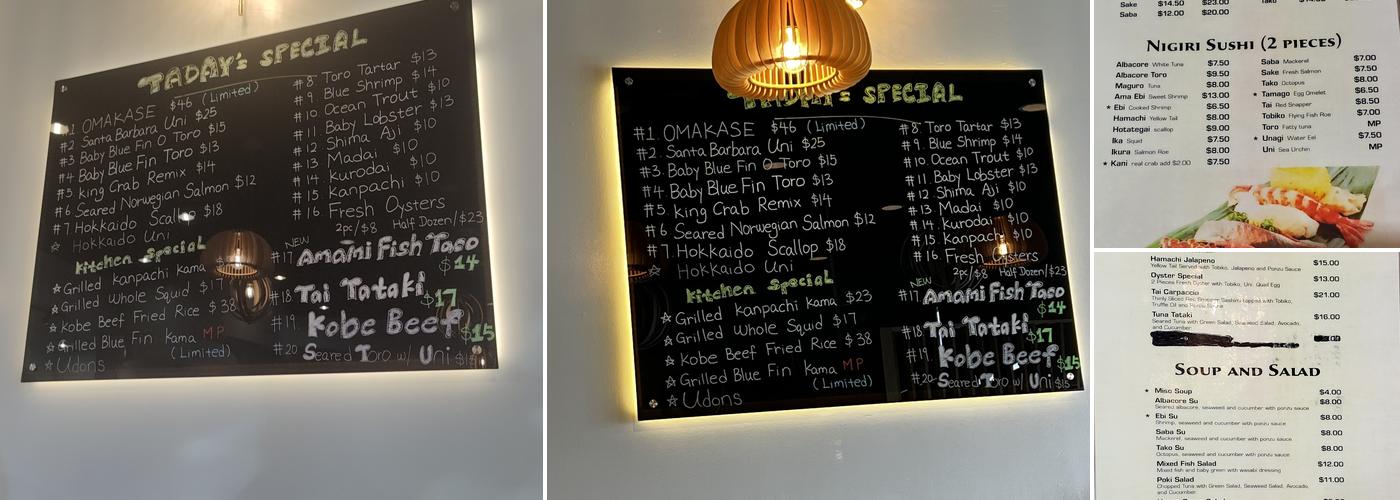 Amami Sushi Fremont Menu