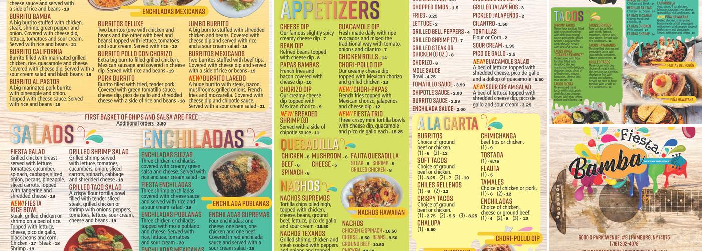 Fiesta Bamba Menu