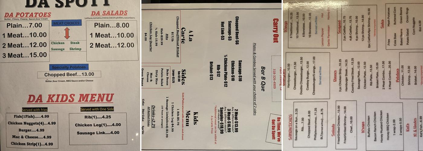 Da Spott Menu