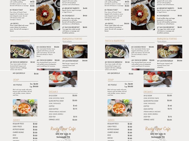 Rusty Spur Cafe Menu