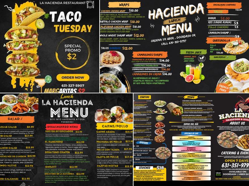 J & J a La Hacienda Restaurant Huntington Menu