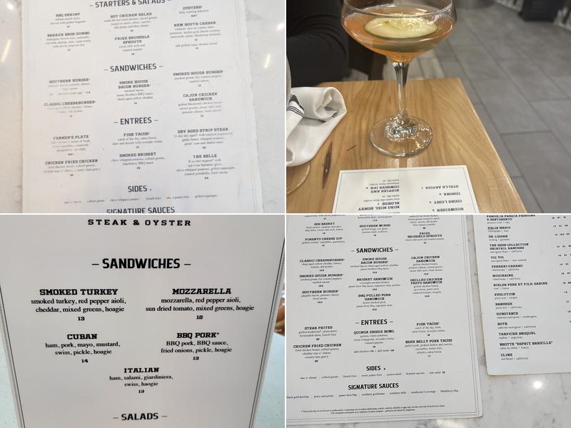 The Southern Steak and Oyster Menu