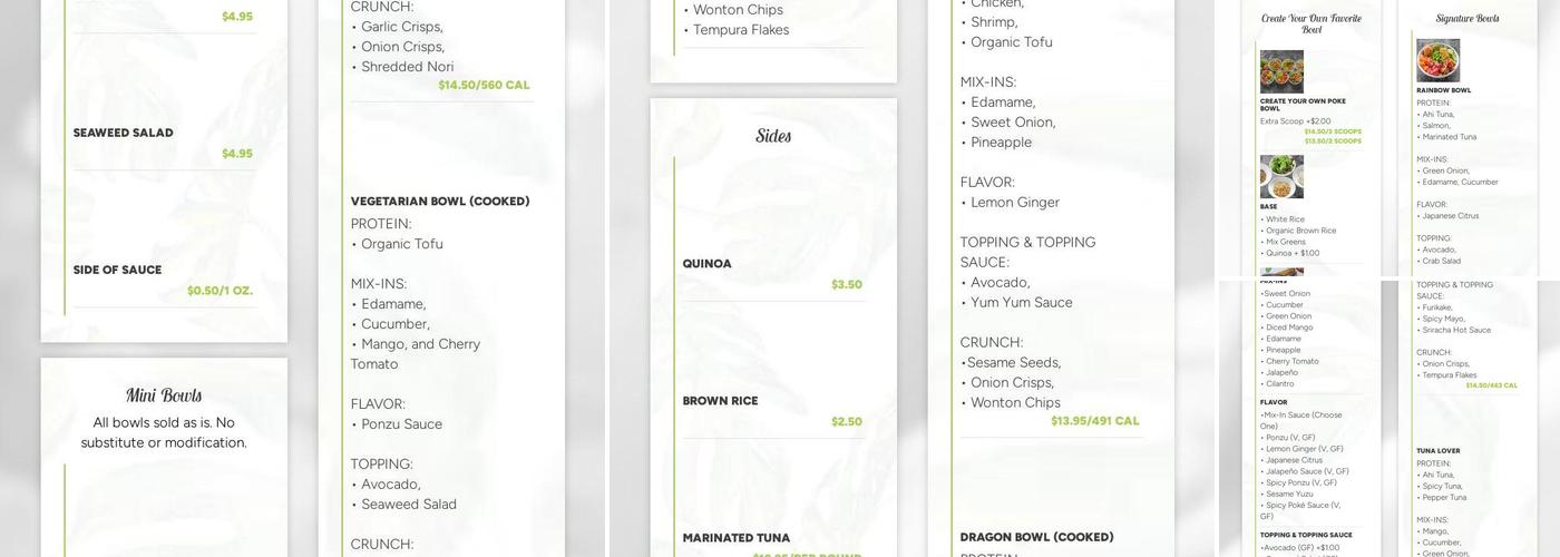 Hawaii Poke Bowl Menu
