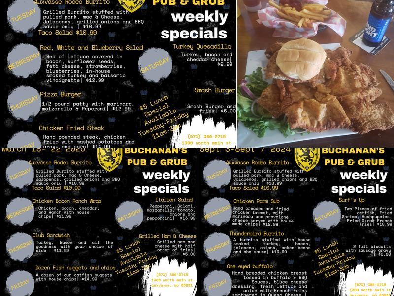 Buchanan's Pub & Grub Menu