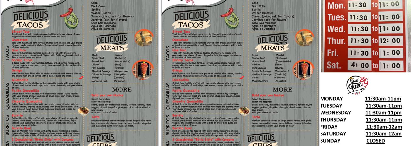 Que Taco Menu