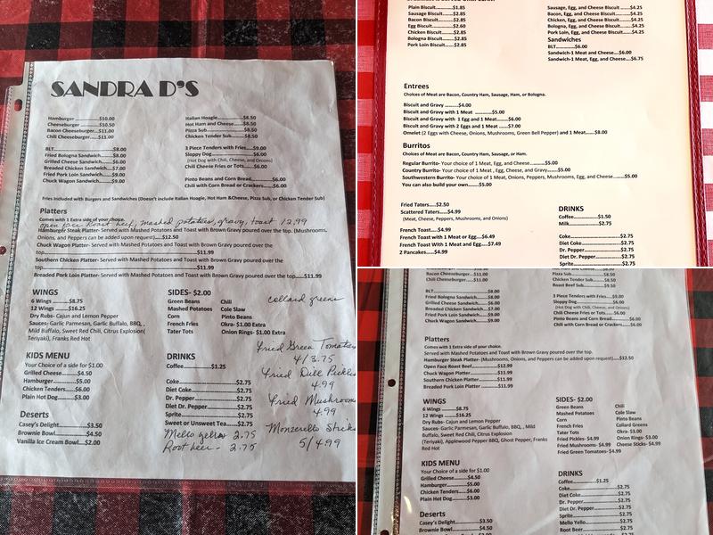 Sandra D's Menu