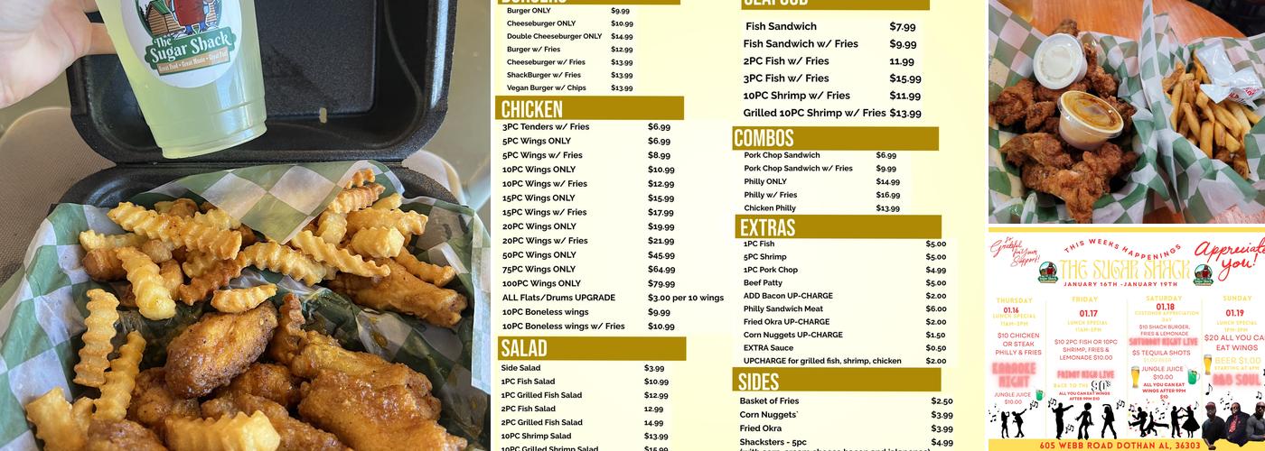The Sugar Shack Menu