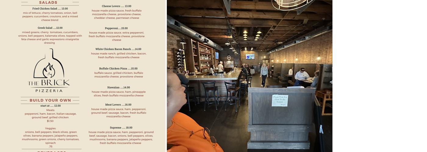 The Brick Pizzeria Menu