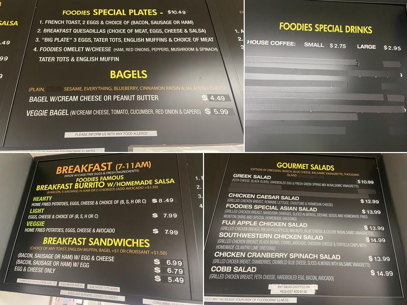 Foodies Cafe Menu