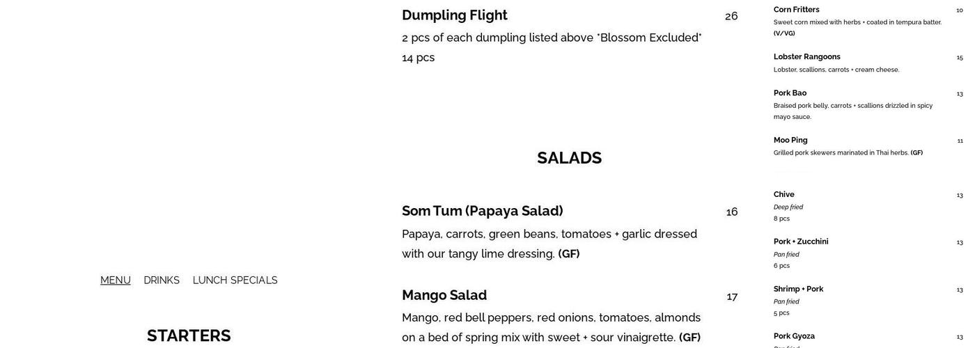 Dok Mali Menu