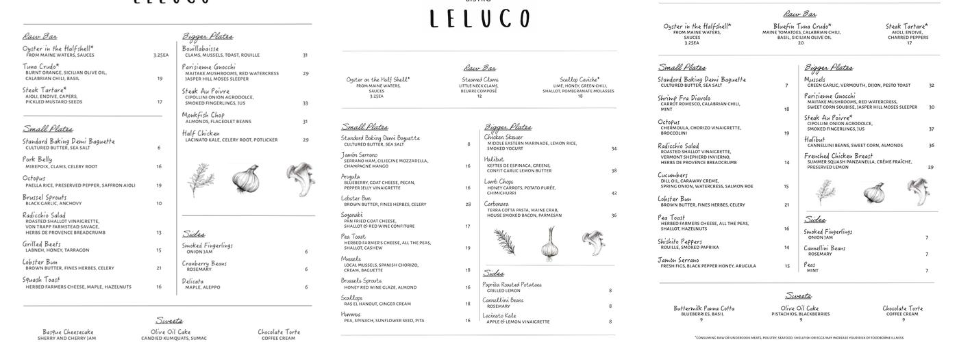 Bistro Leluco Menu