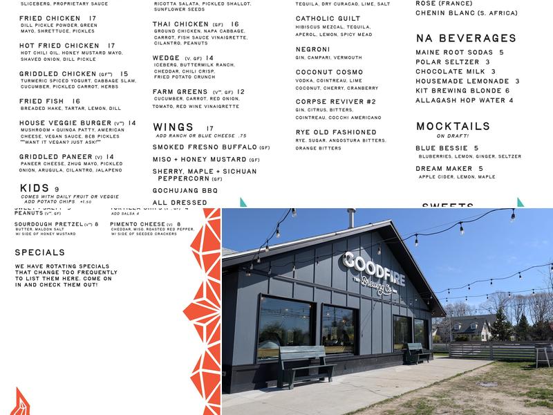 Goodfire Tasting Room and Kitchen Menu