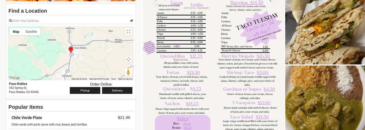 Tacos Doña Mari 805 Menu