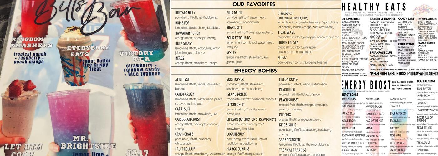 Revive Nutrition Menu