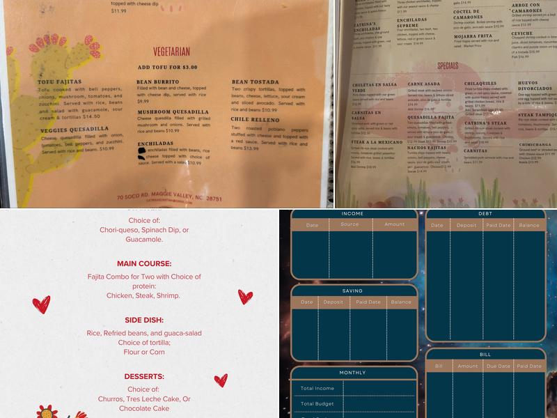 Catrina's Cantina Menu