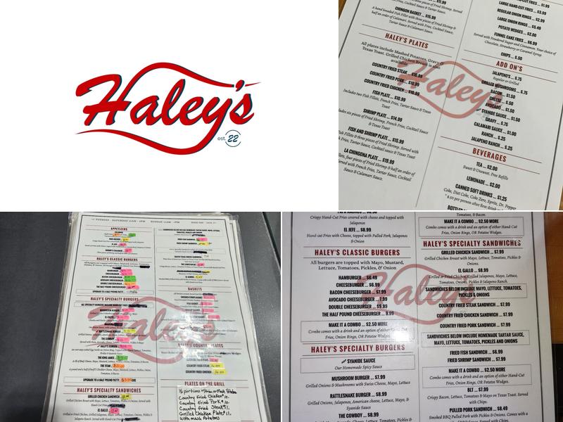 Haley's Menu