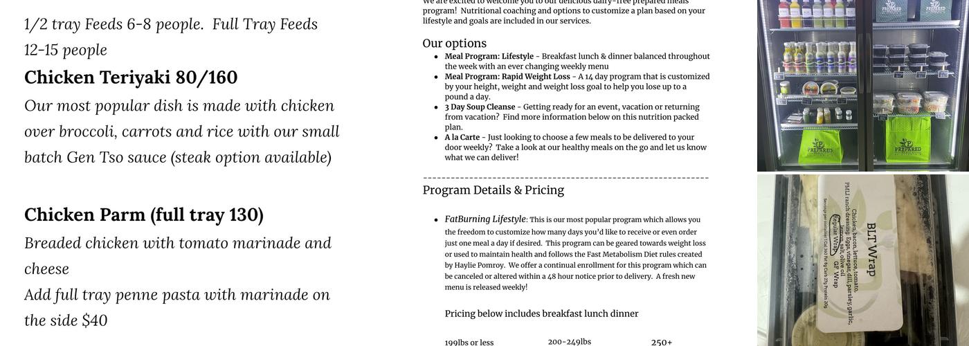Prepared Meals LI Menu