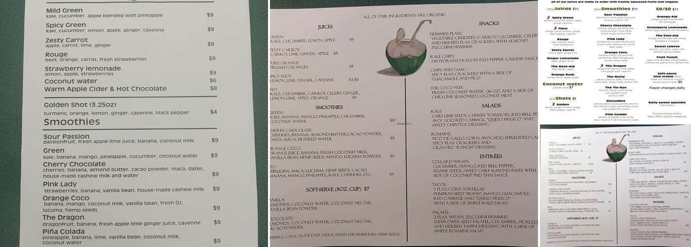 The Coco Nut Menu
