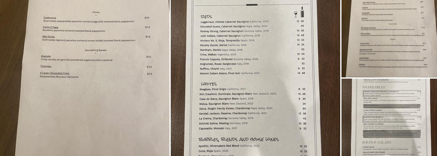 Zoya Menu