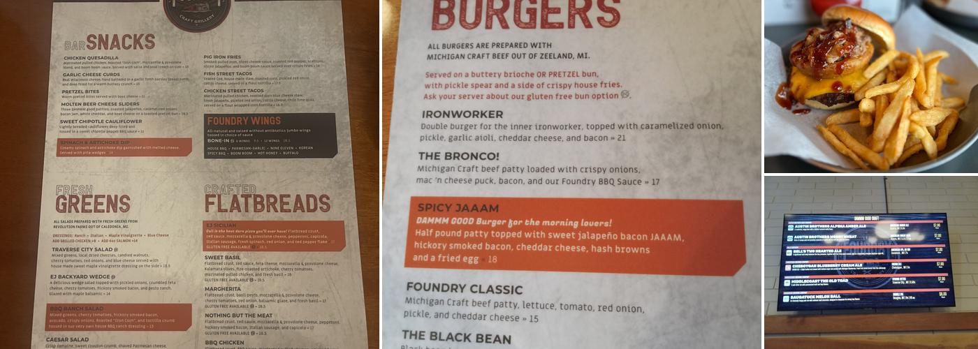 Foundry Craft Grillery Menu