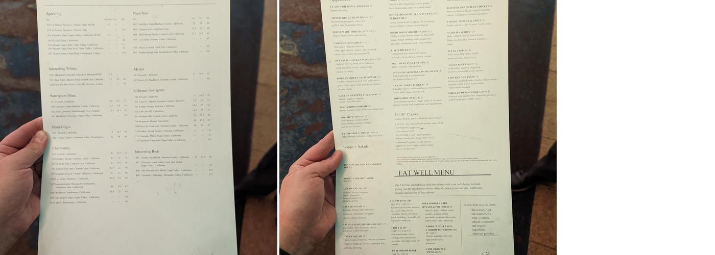 Martini’s Menu