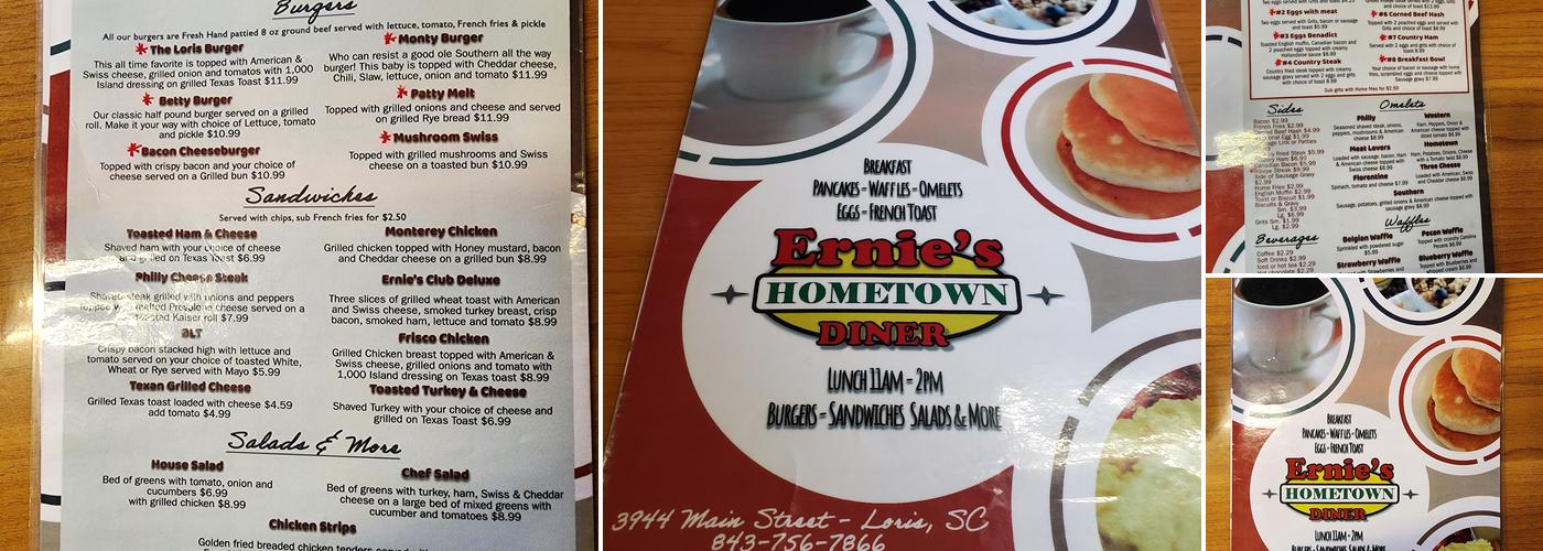 Ernie's Hometown Diner Menu