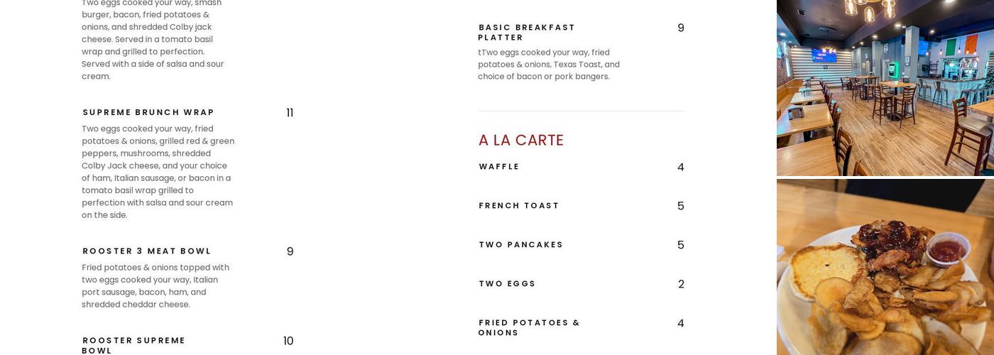 The Ragin' Rooster Menu