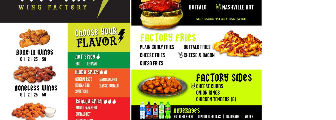 Toss Em Wing Factory Menu