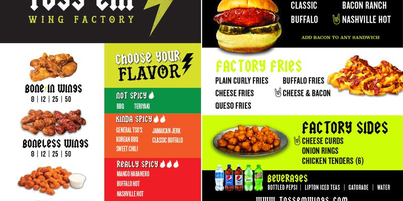 Toss Em Wing Factory Menu