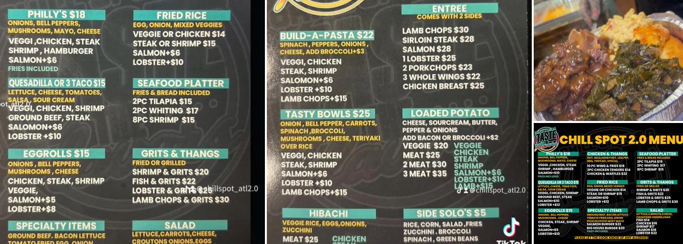 Chillspot 2.0 Taste of Flavors Menu