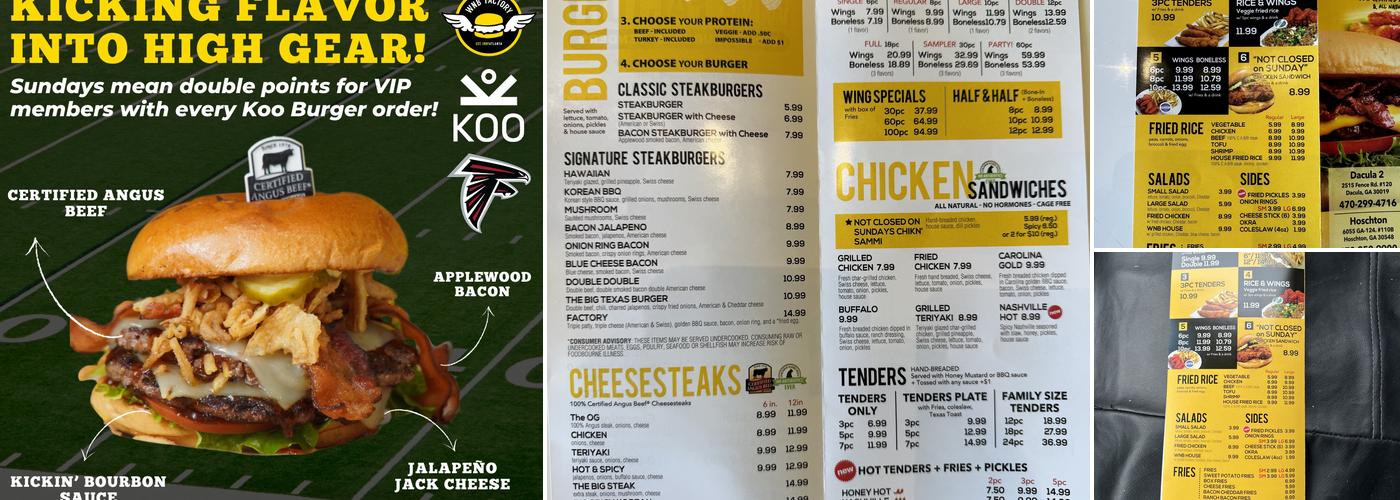 WNB Factory - Wings & Burger Menu