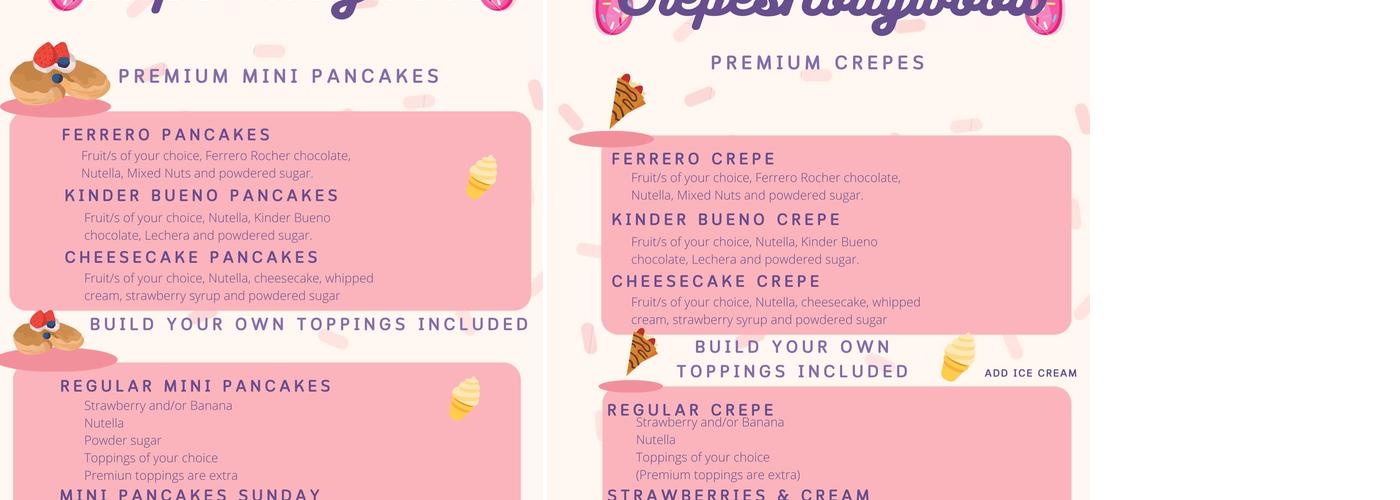 Crepes Hollywood Menu