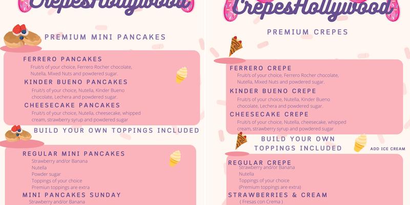 Crepes Hollywood Menu