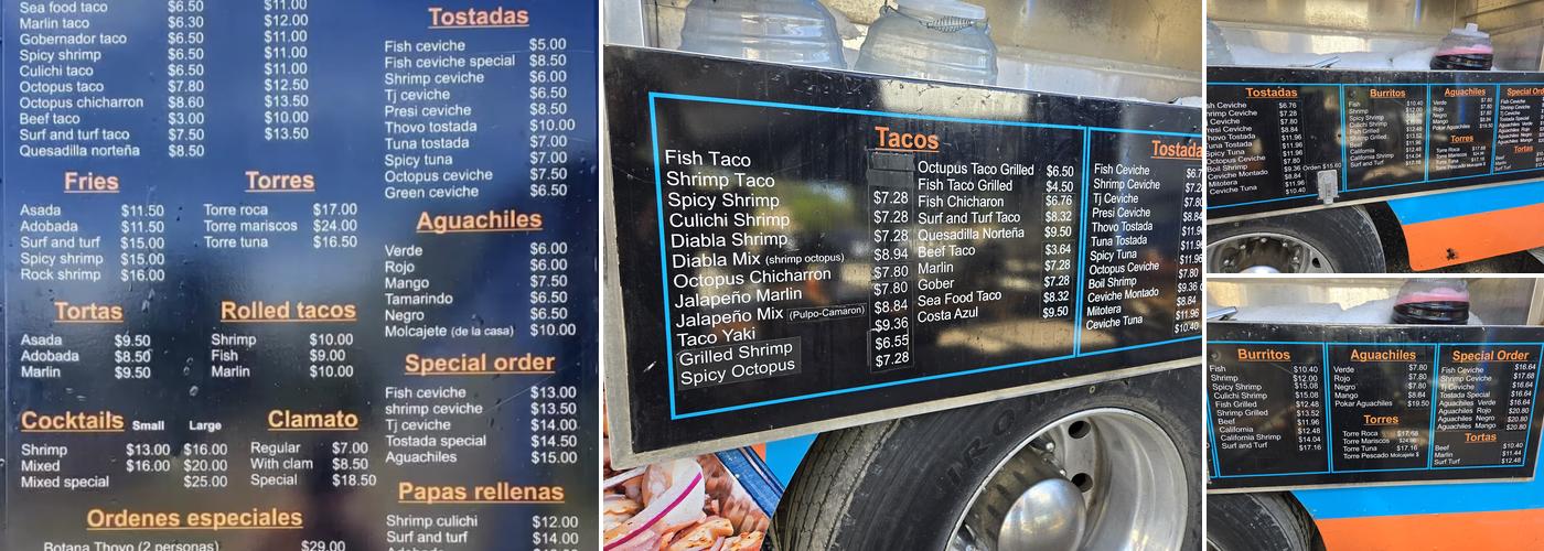 Thovo Mariscos & Birria Menu