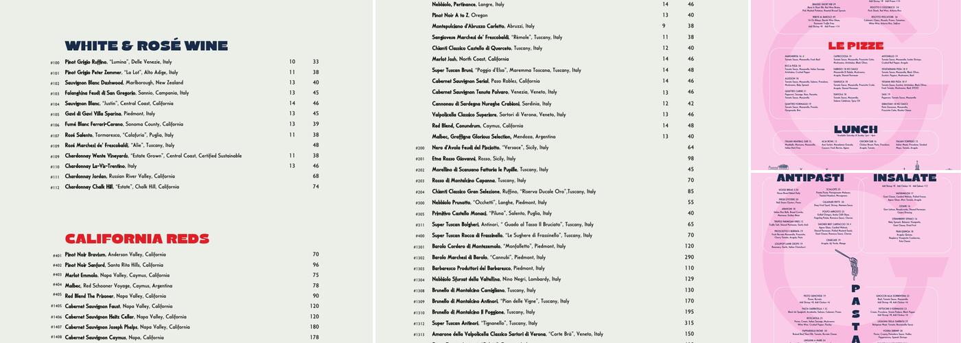 Garbatella Italiano Menu