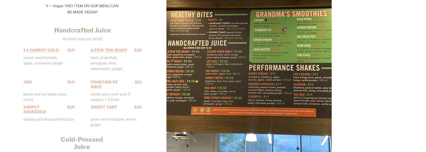 Ruby Jean's Juicery Menu