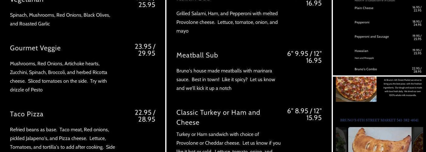 Bruno's 6th Street Market Menu