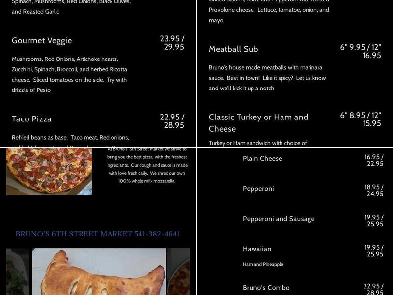 Bruno's 6th Street Market Menu