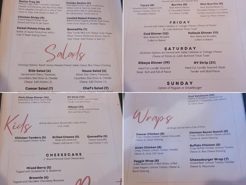 The Copper Cow Menu
