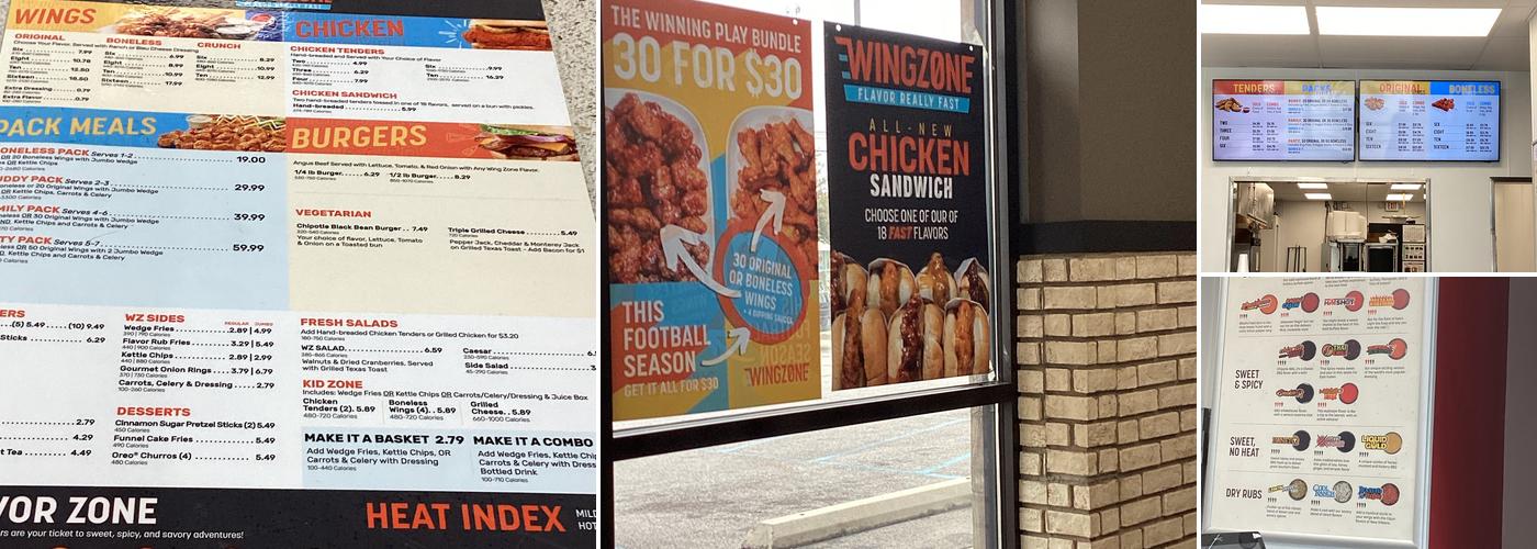 Wing Zone Menu