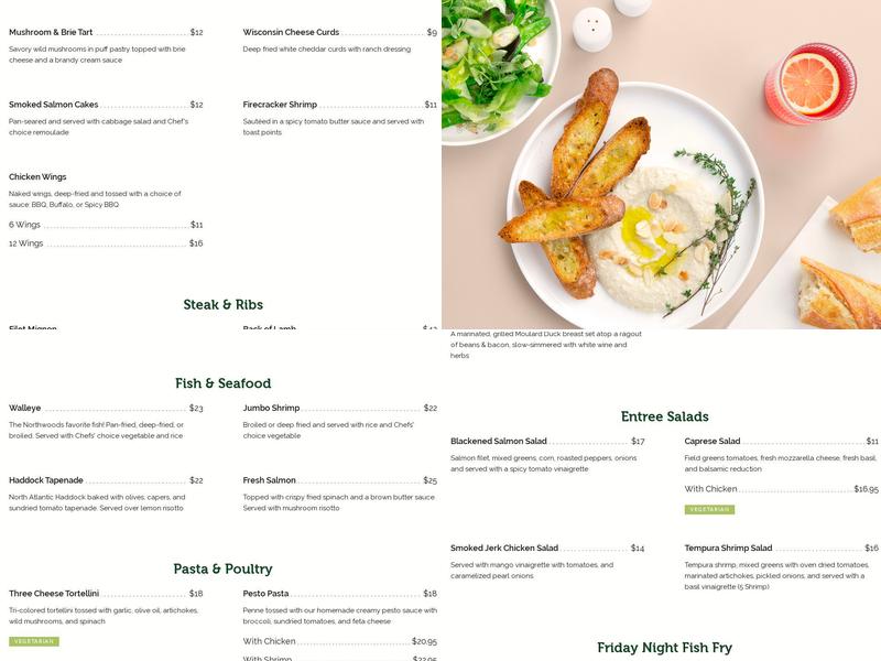 Three Coins Dining Room at Holiday Acres Menu