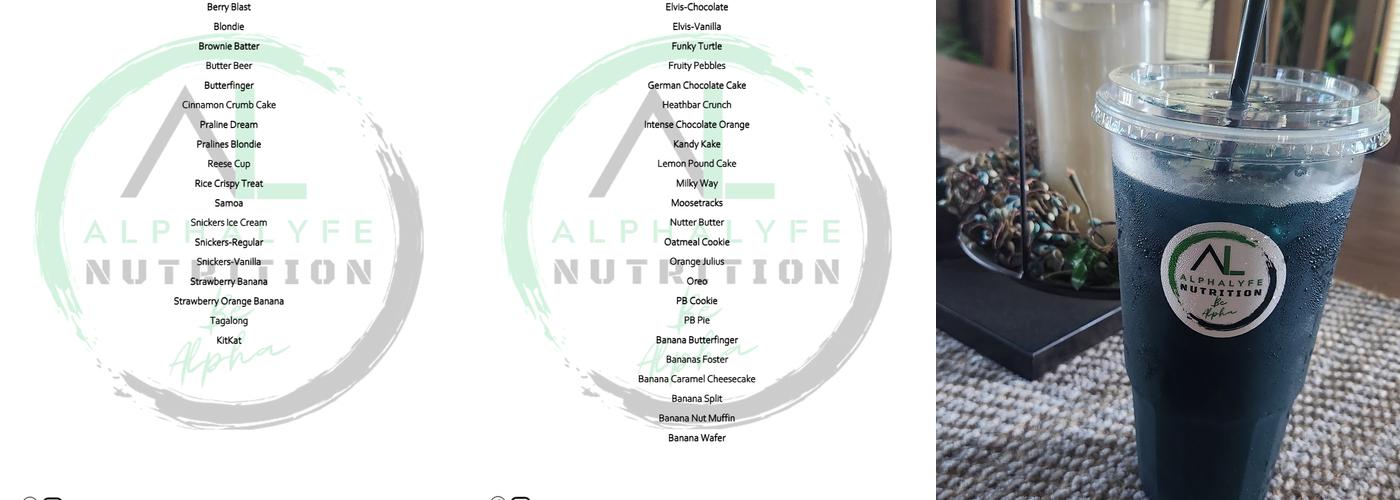 AlphaLyfe Nutrition Menu
