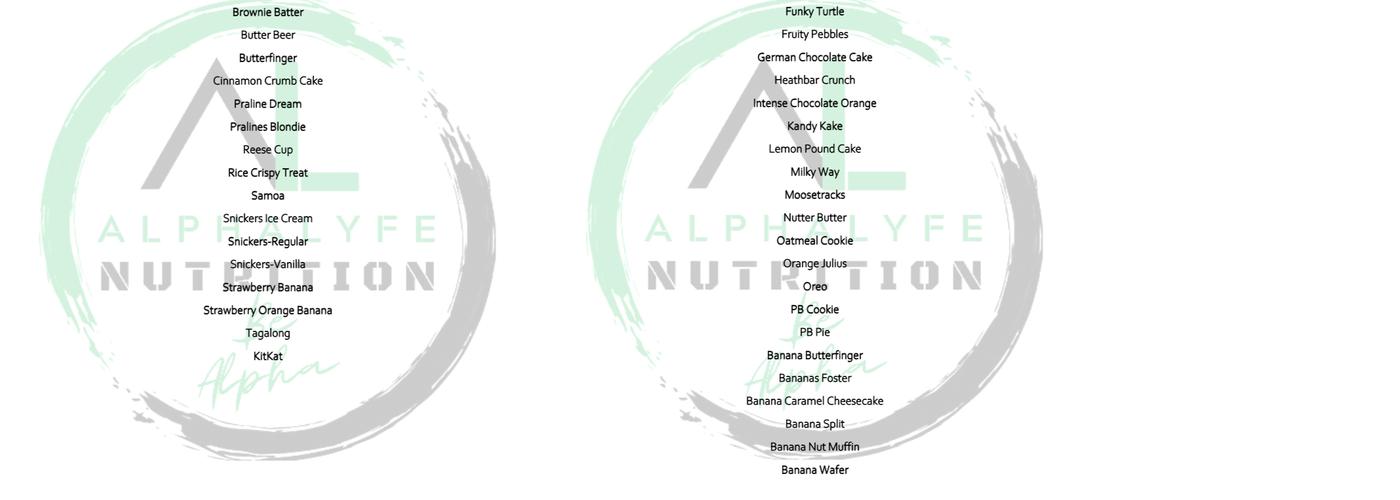AlphaLyfe Nutrition Menu