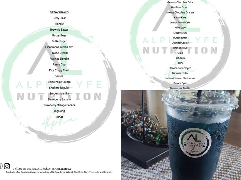 AlphaLyfe Nutrition Menu