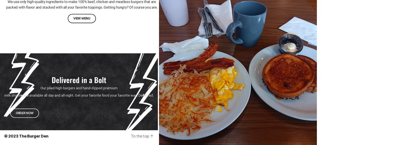 The Burger Den Menu