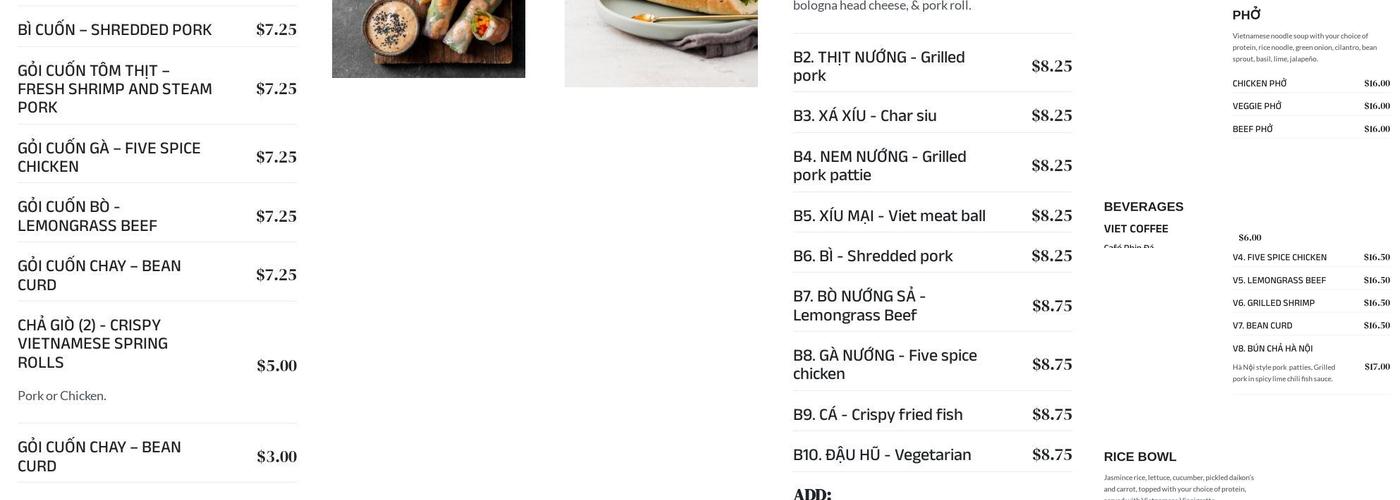 PHAM'S KITCHEN Menu