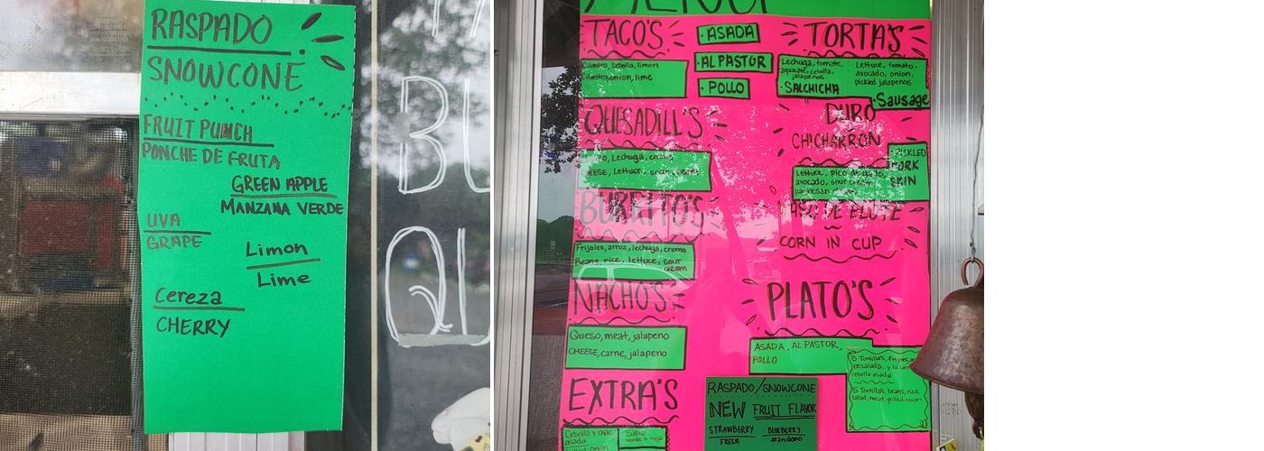 Tacos Tacos Menu